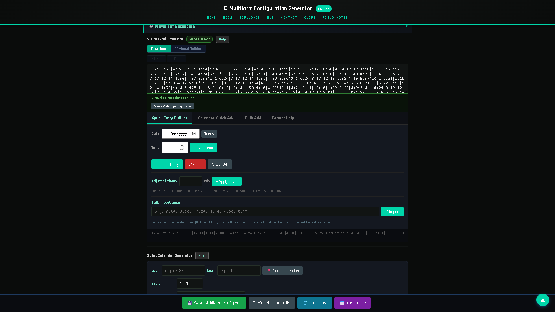 Iqamah offsets and prayer-time settings in Multilarm
