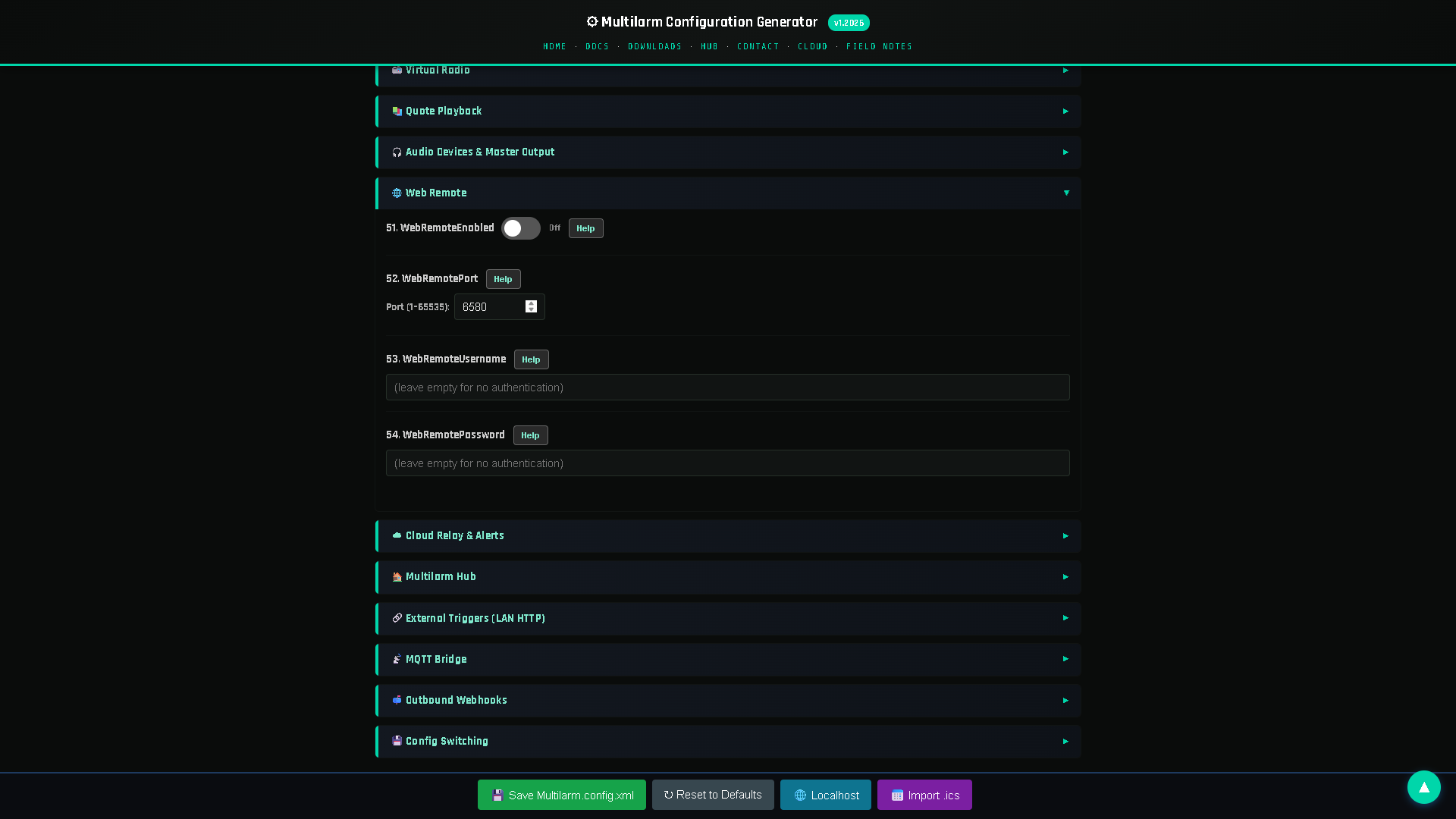 Multilarm web remote dashboard for live announcements